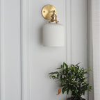 Applique da Parete Lampada in Ottone Lucite Minimalista Retro Giapponese a Cilindro Ovale con 1 Luce