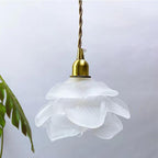 Lampada a sospensione LED 1 luce in vetro petalo vintage francese