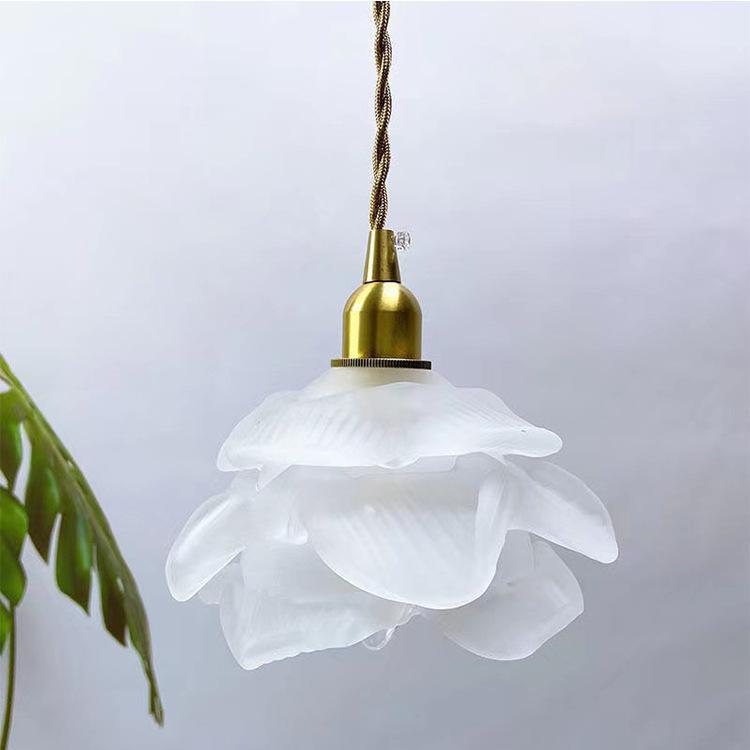 Lampada a sospensione LED 1 luce in vetro petalo vintage francese