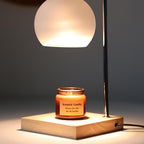 Lampada da Tavolo Moderna Semplice in Legno Massello Sferica a 1 Luce con Cera Fusa