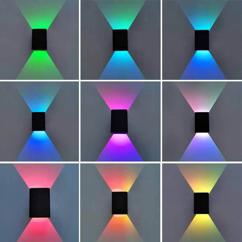 Lampada da parete moderna quadrata in alluminio LED RGB