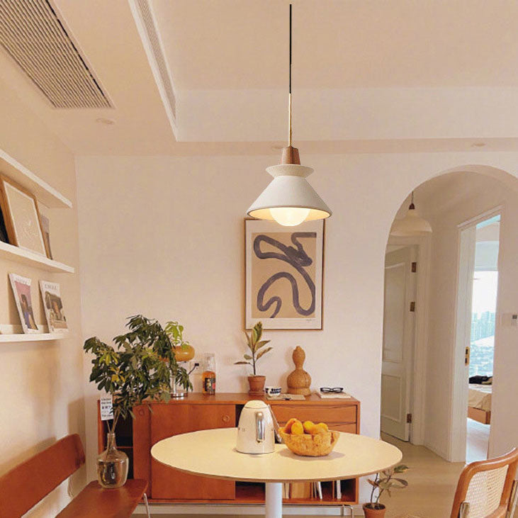 Lampada a Sospensione Minimalista Nordica in Legno e Cemento con 1 Luce