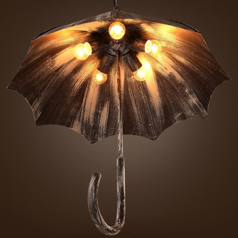 Lampadari a Ombrello in Ferro Industriale Contemporaneo da 5 Luci per Soggiorno