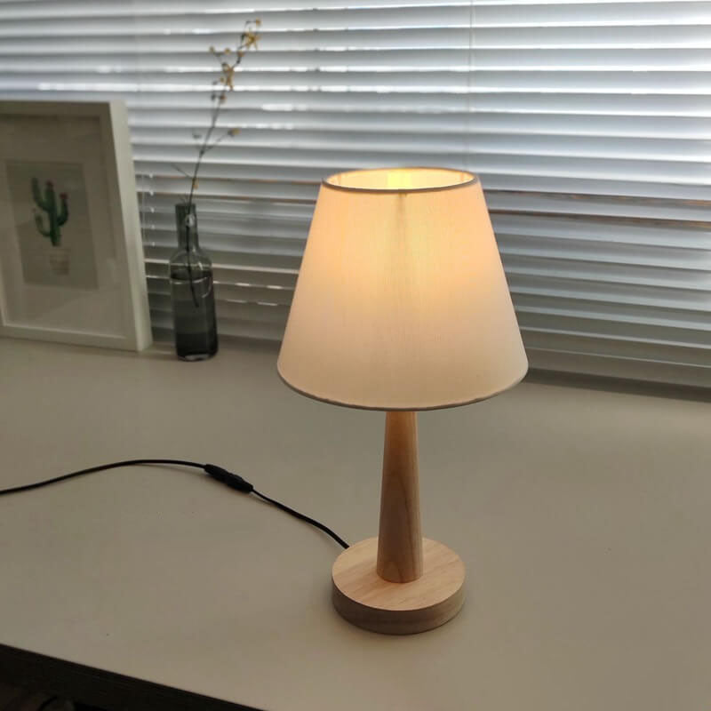 Lampada da Tavolo Moderna Minimalista in Legno Cotone Lino Carta Petalo PVC con 1 Luce per Soggiorno