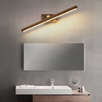 Specchio da bagno LED a cilindro in legno di faggio e rame, lampada da parete minimalista nordica per soggiorno e bagno