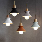 Lampada a Sospensione Minimalista Nordica in Legno e Cemento con 1 Luce