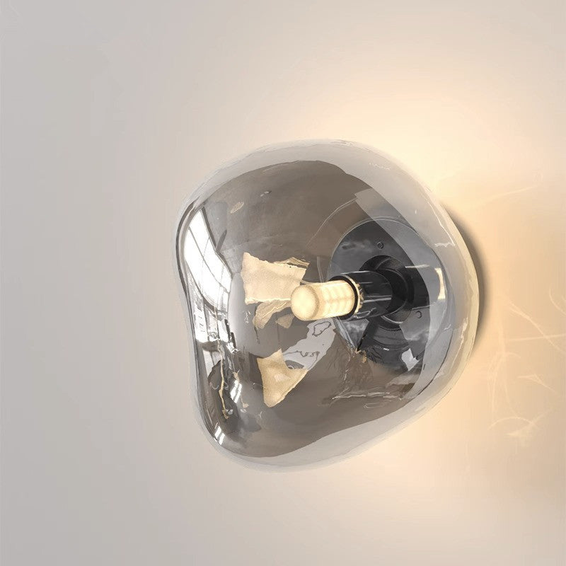Lampada da parete a sfera irregolare in vetro elettroplaccato minimalista moderna con 1 luce per soggiorno