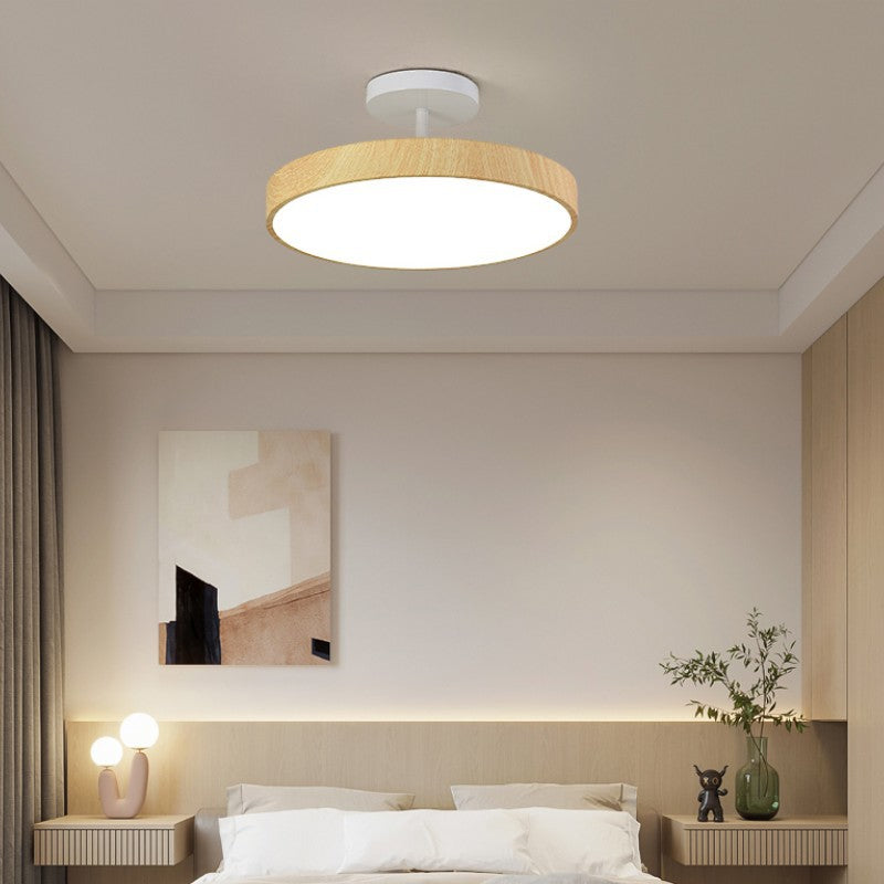 Luce a LED rotonda semi-incassata in legno minimalista giapponese Wabi-sabi