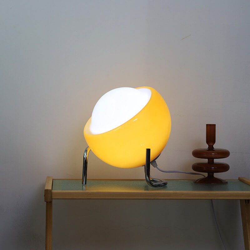 Lampada da Tavolo Contemporanea Nordica in Vetro Arancione con 1 Luce per Camera da Letto