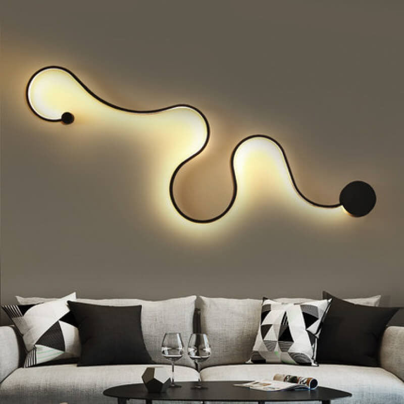 Lampada da Parete Curva LED Moderna in Alluminio a Forma di Serpente con 1 Luce