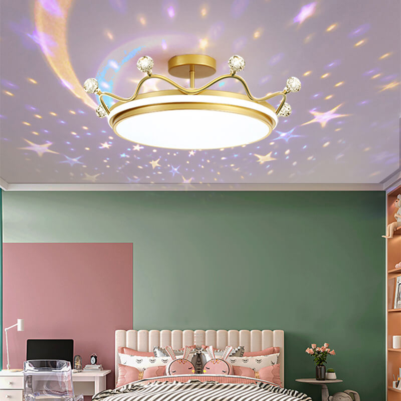 Lampada da soffitto semi-incassata in ferro acrilico LED a corona creativa contemporanea per bambini