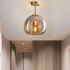 Lampada da soffitto semi-incassata in vetro e ferro a sfera, stile nordico contemporaneo, 1 luce per soggiorno