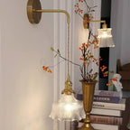 Applique da muro in vetro di rame con fiore minimalista moderno nordico a 1 luce