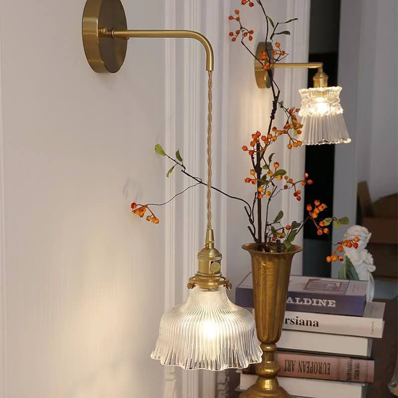 Applique da muro in vetro di rame con fiore minimalista moderno nordico a 1 luce