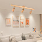 Moderna Illuminazione a Binario in Legno Massello e Metallo LED Semi-Incastro per Soggiorno