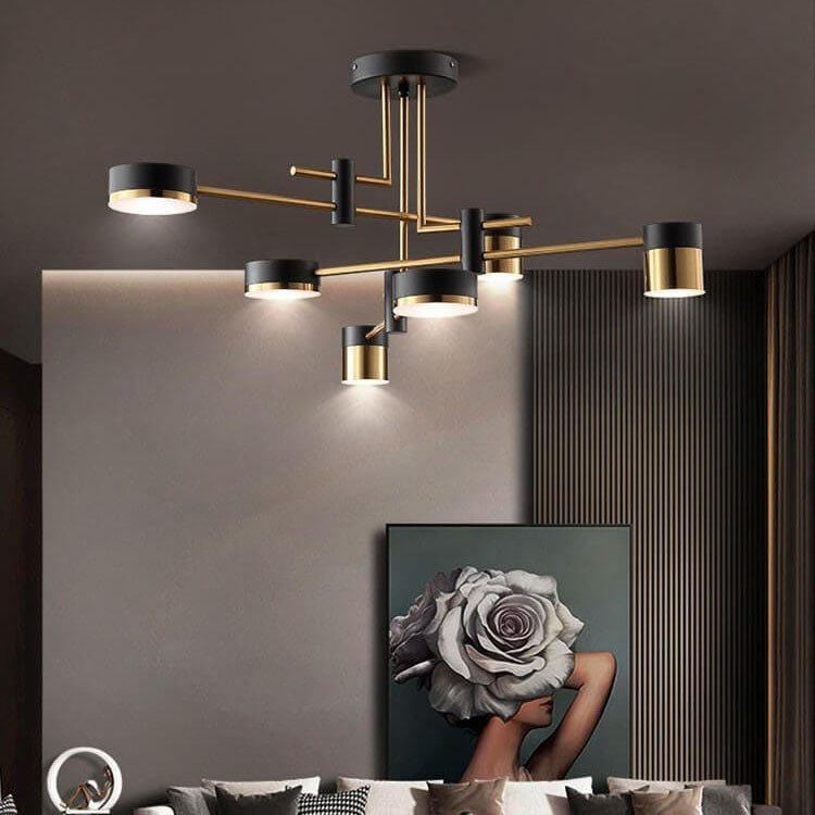 Moderno Minimalista Nero Oro Bilanciato 4-8 Luci Semi-Flussante