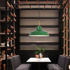 Lampada a sospensione industriale vintage in ferro verde a cono con 1 luce