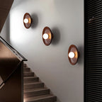 Applique da parete moderna minimalista rotonda in legno massello con 1 luce