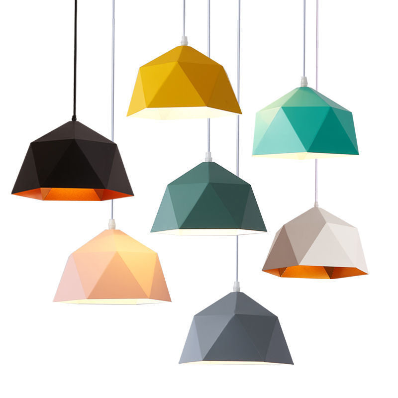 Moderna Lampada a Sospensione in Ferro Geometrica a Rombo con 1 Luce