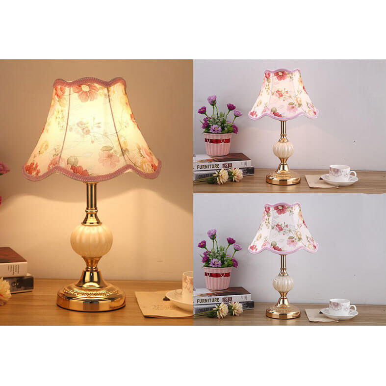Lampada da Tavolo in Vetro Vintage Florale Nordico con 1 Luce