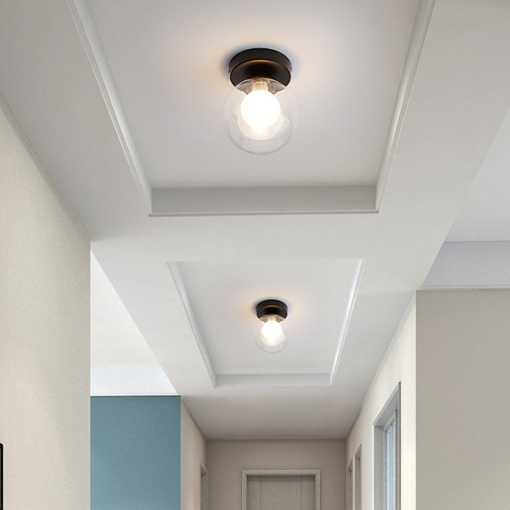 Moderno Lampadario Semiflusso in Vetro a Sfera da 1 Luce per Corridoio