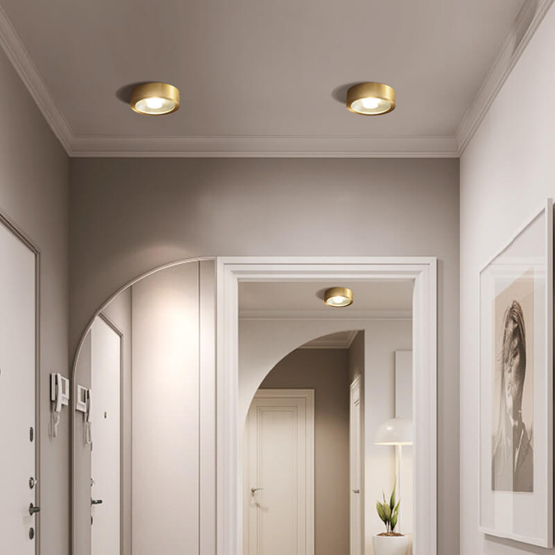 Luce a soffitto LED ultra-sottile in rame di lusso moderno per corridoio
