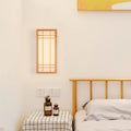 Applique da parete LED in legno massello acrilico rettangolare giapponese tradizionale per camera da letto
