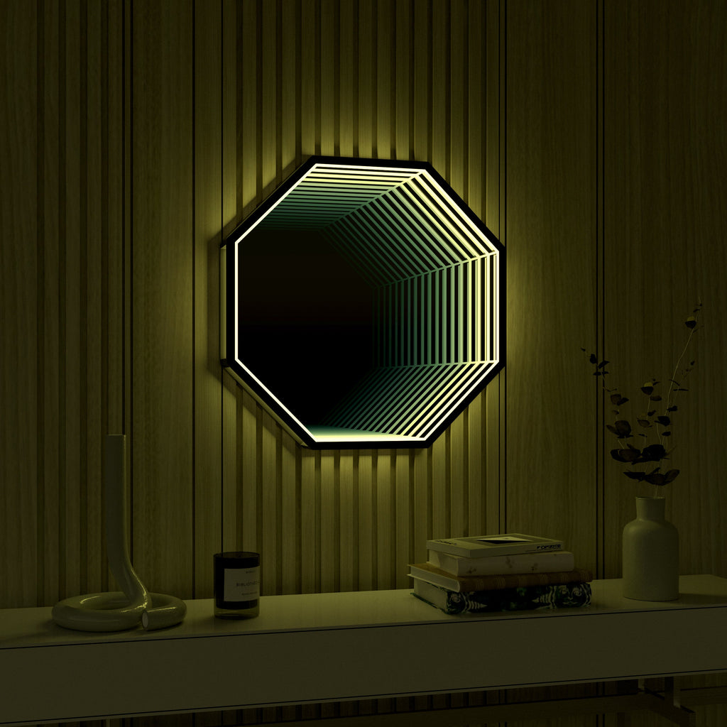 Specchio Luminoso Ottagonale 3D