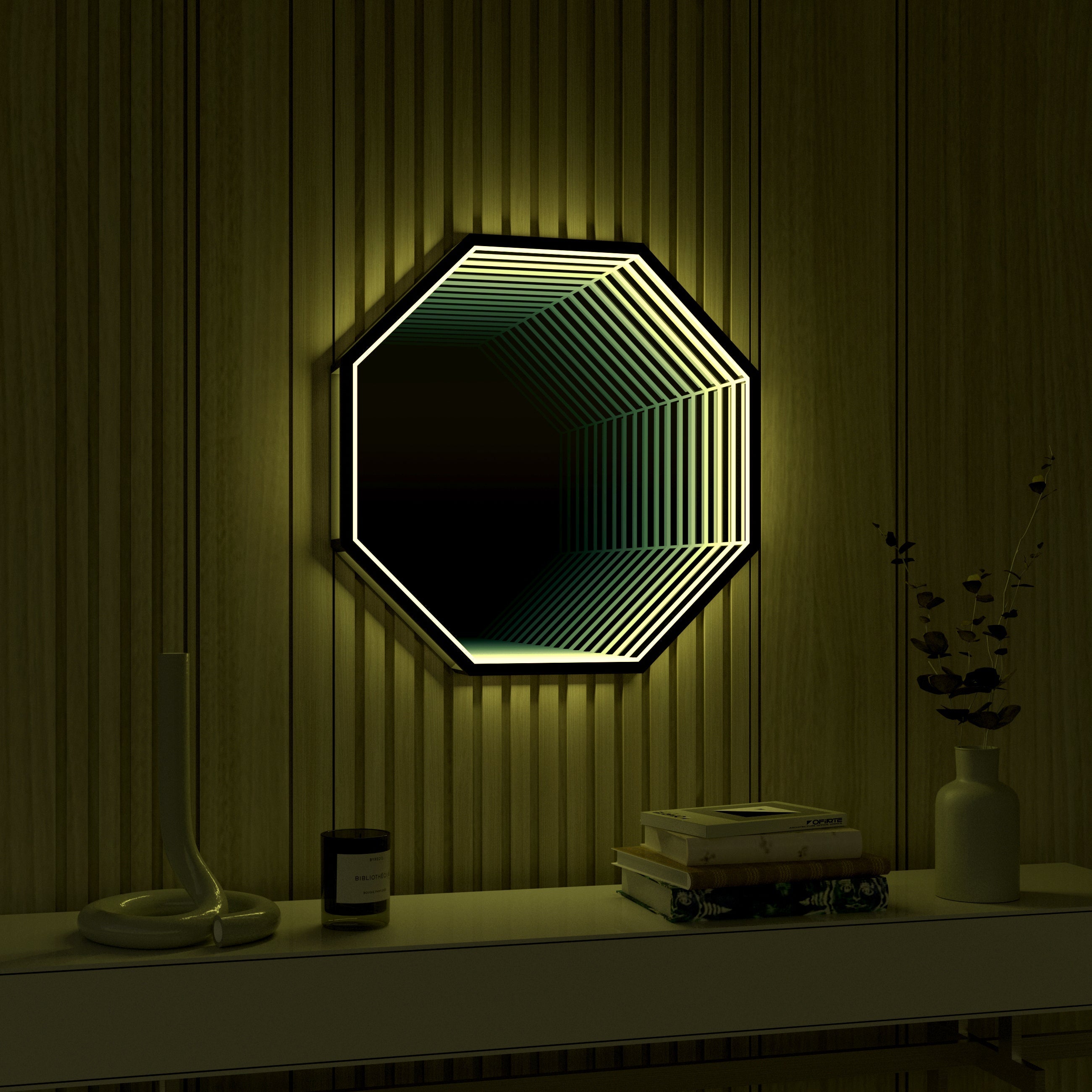Specchio Luminoso Ottagonale 3D