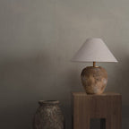 Lampada da Tavolo in Ceramica con Cono in Tessuto Moderno Shabby Chic per Camera da Letto