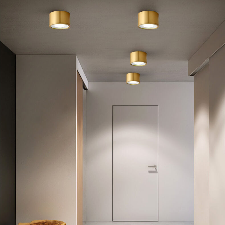 Faretto LED Moderno in Ottone Cilindrico da Soffitto