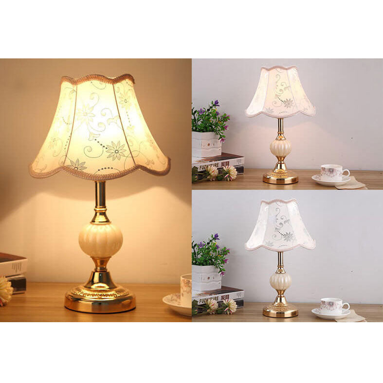 Lampada da Tavolo in Vetro Vintage Florale Nordico con 1 Luce