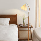 Lampada da terra in legno massello, ferro e tessuto, stile giapponese vintage con 1 luce
