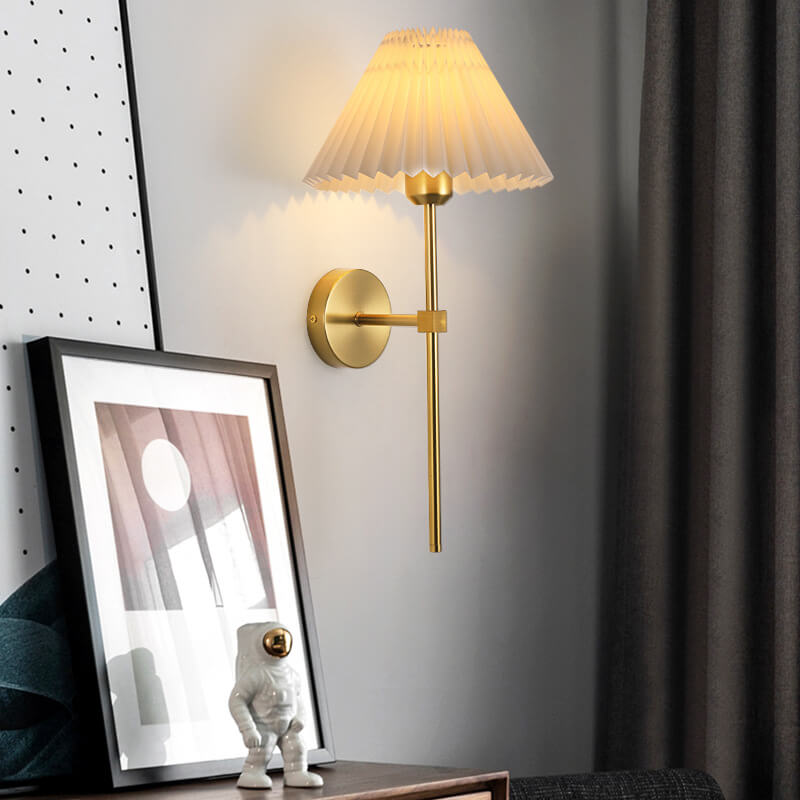Applique da Parete Vintage con Ombrello Pieghettato e Braccio Dritto 1 Luce