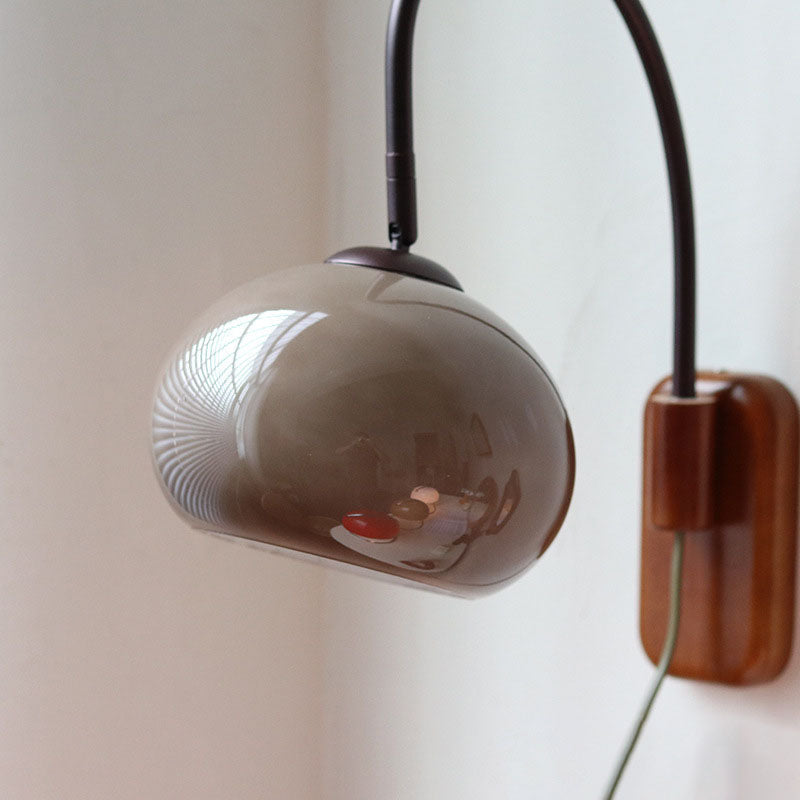 Applique da Parete in Vetro Minimalista Europeo in Legno Massello con 1 Luce