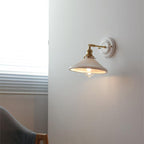 Applique da parete in ceramica vintage tradizionale rotonda in ottone con 1 luce per soggiorno