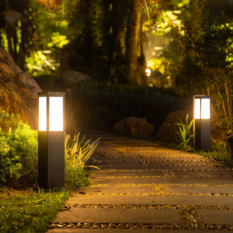 Lampada da Giardino Moderna a Colonna Quadrata Impermeabile per Esterni