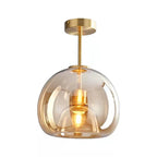 Lampada da soffitto semi-incassata in vetro e ferro a sfera, stile nordico contemporaneo, 1 luce per soggiorno