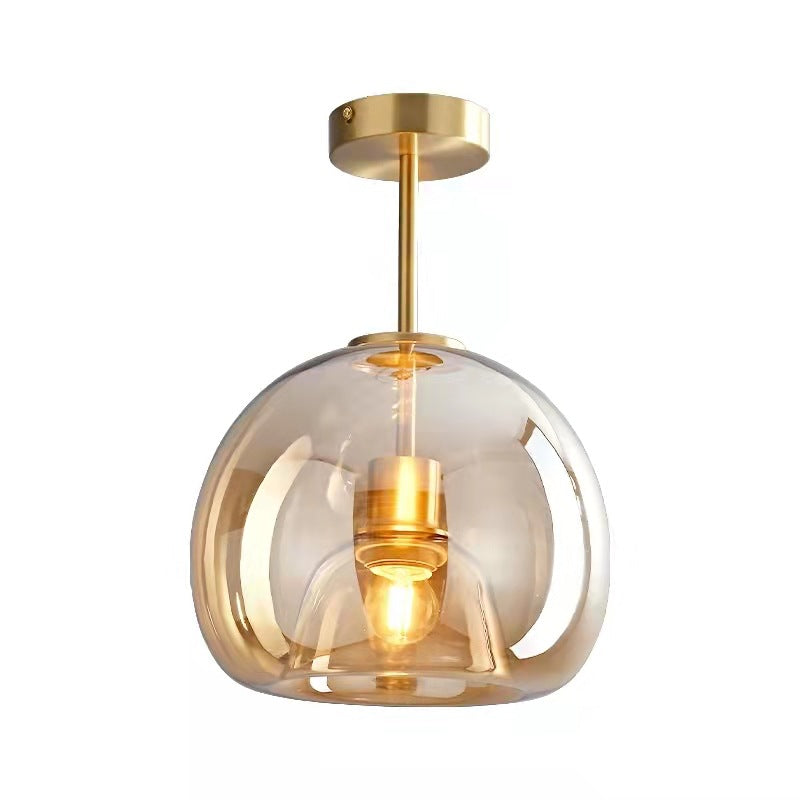 Lampada da soffitto semi-incassata in vetro e ferro a sfera, stile nordico contemporaneo, 1 luce per soggiorno