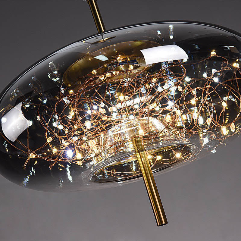 Lampadario Pendente Contemporaneo Scandinavo in Vetro Ovale a Cilindro per Camera da Letto