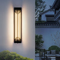 Lampada da Parete LED in Vetro Impermeabile in Acciaio Inossidabile Rettangolare Cinese Tradizionale per Esterni