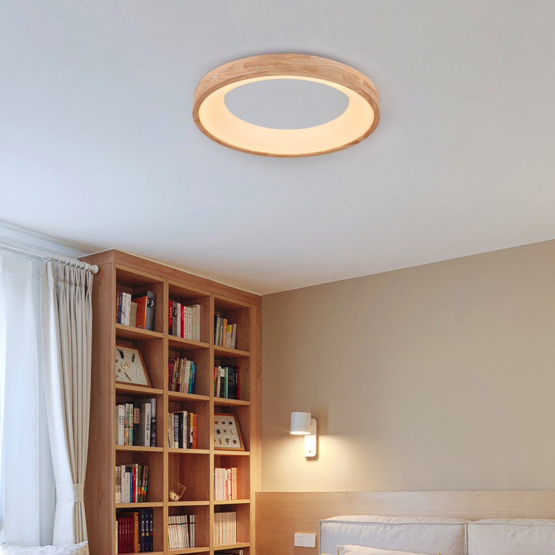 Lampada da soffitto a LED rotonda in legno log minimalista nordico