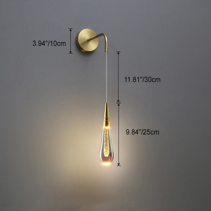 Lampada da Parete LED in Cristallo a Forma di Goccia di Lusso Moderno per Camera da Letto