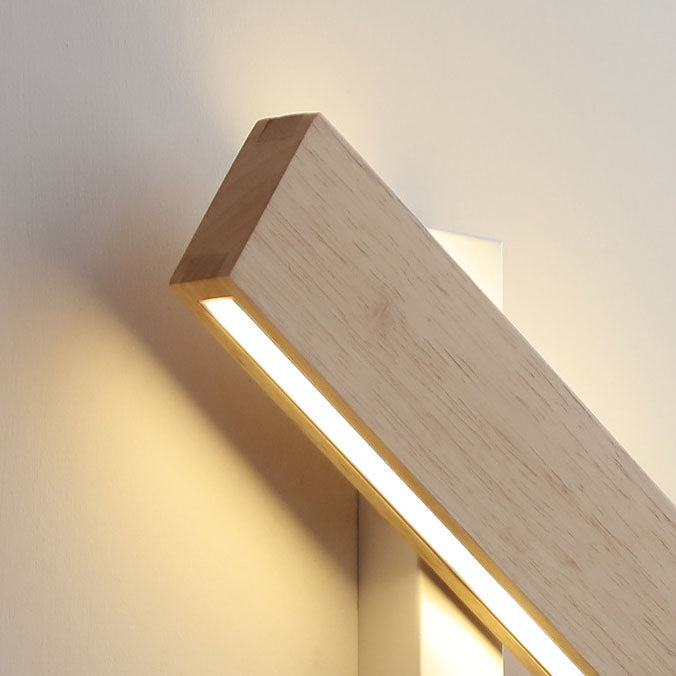 Applique da Parete Lampada LED Acrilico in Legno Massello Rettangolare Piatto Rotabile Nordico Contemporaneo