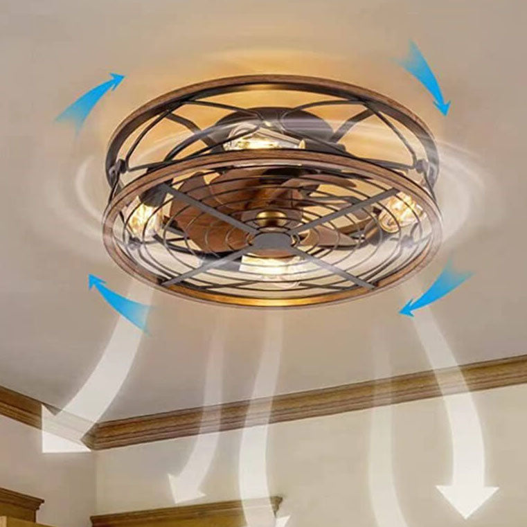 Moderno Nordic Industrial Lampada a Soffitto con Ventilatore Invisibile in Ferro Battuto a Cilindro con 4 Luci per Soggiorno