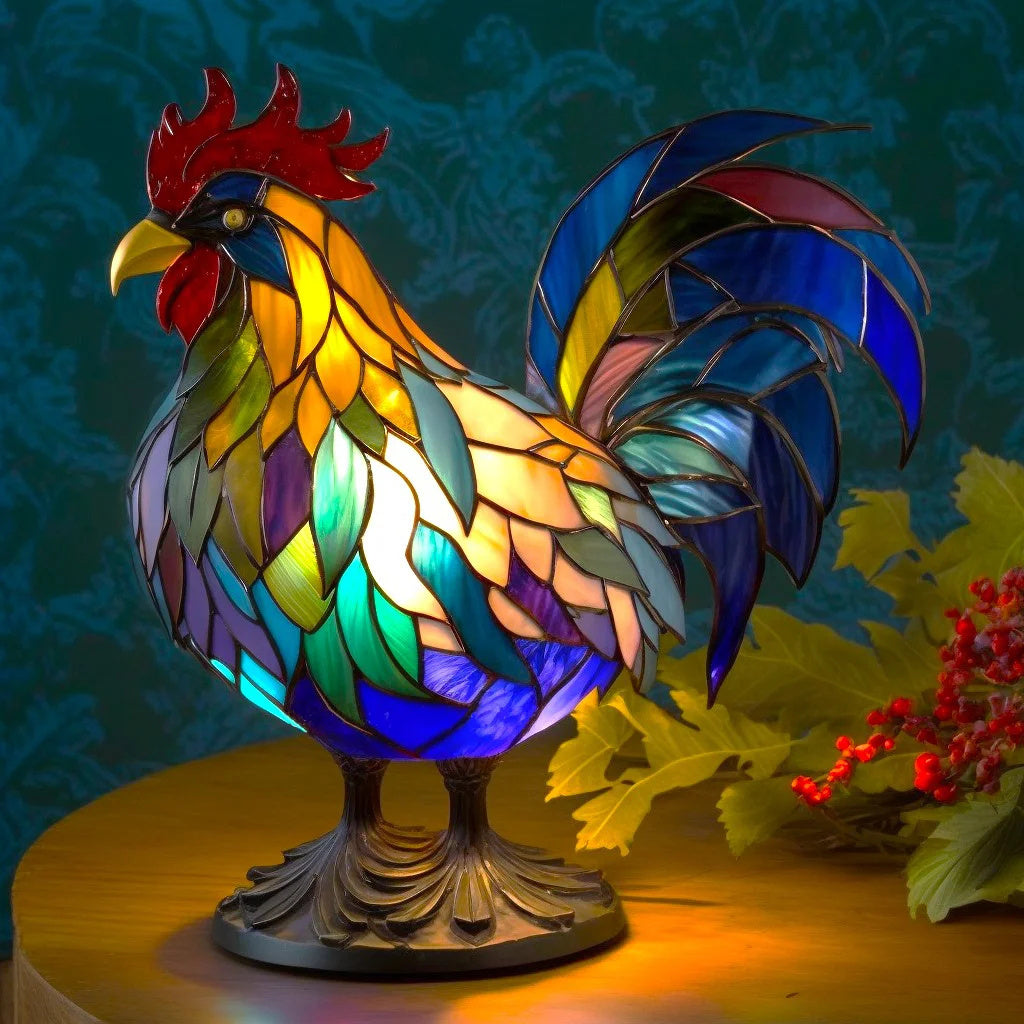 Lampada da tavolo in vetro colorato a forma di animale