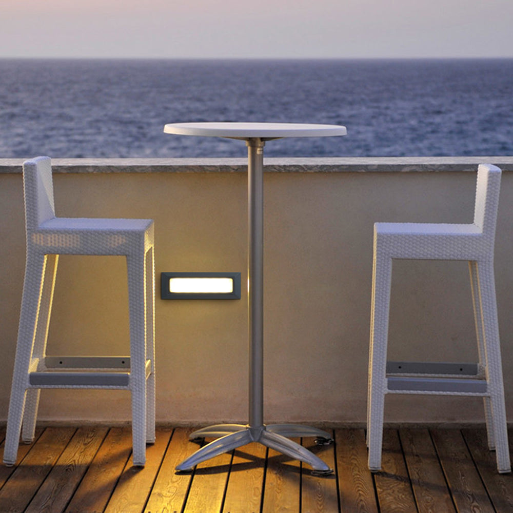 Ray Modern Metal Rectangular Outdoor Deck/Step Light, Black