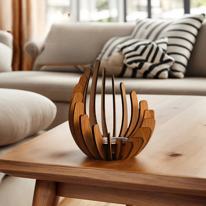 LumoLotus – Porta candela in legno ispirato al boho