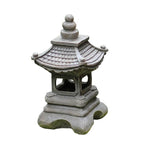 Lampada da Giardino a Forma di Pagoda Alimentata a Energia Solare con Finitura in Pietra