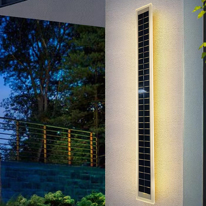 Lampada da Parete LED Solare Rettangolare Impermeabile in Alluminio e Acrilico Minimalista Moderna per Esterni